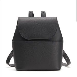 Cuyana Mini Leather Backpack in Black Pebbled Leather